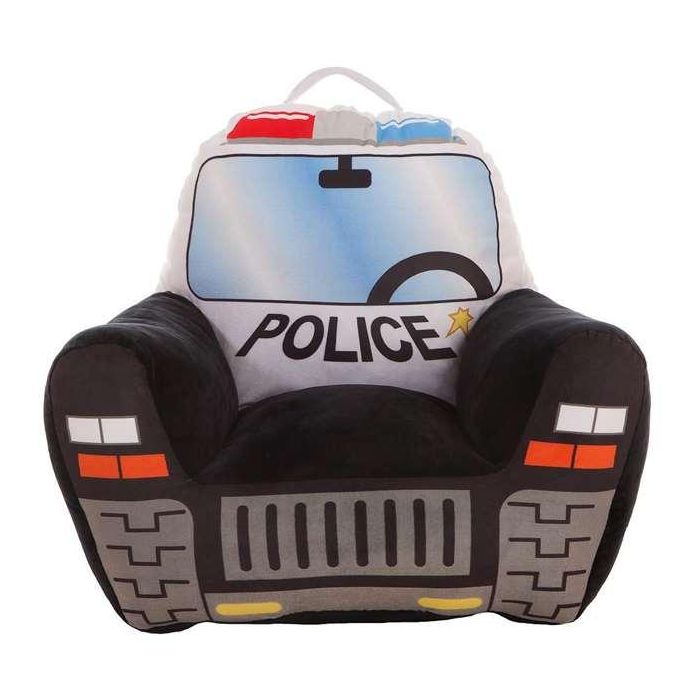 Creaciones Llopis Sillón Infantil Temática Policía de Poliéster Negro 52x48x51 cm - Ideal para Niños y Niñas desde 18 Meses