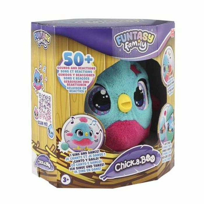 Diset Funtasy Family Chick-A-Boo Peluche Interactivo Mamá Gallina Incuba Huevos, Pollitos, Sonidos. Incluye 2 Huevos y 2 Pollitos. Edad 3+