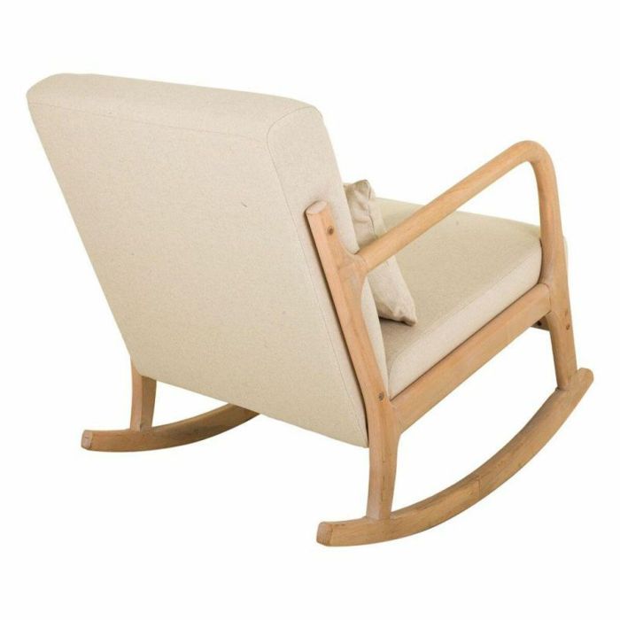 Silla mecedora Alexandra House Living Crema Goma Algodón Lino Madera 88 x 78 x 66 cm 6