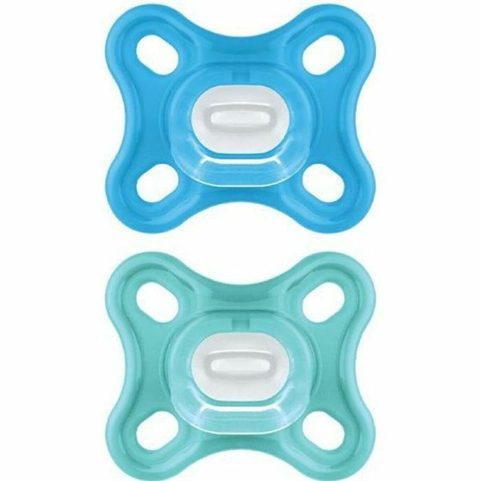 MAM Chupete Comfort Fisiológico Silicona 0-2 meses Azul - Set de 2 con Caja de Esterilización