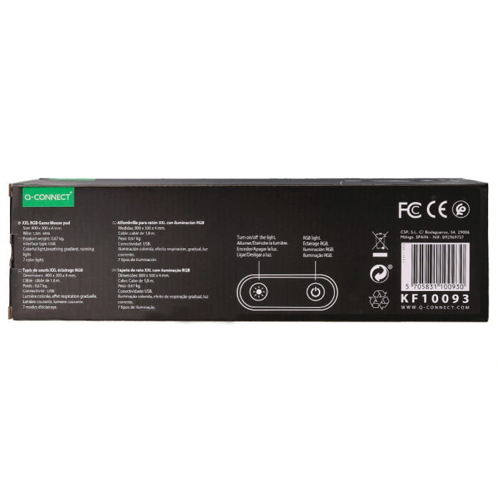 Q-connect Alfombrilla Gaming XXL con Iluminación LED RGB, Conexión USB, Base Antideslizante, Negra, 800x300x4 mm 8