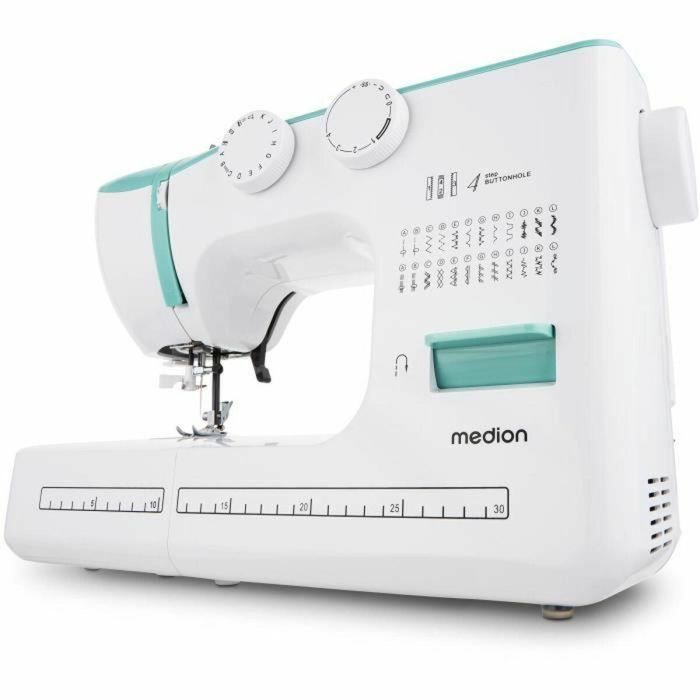 Medion Máquina de coser SM 60, 62W, 24 puntadas + puntadas dobles, 700 rpm, LED, Turquesa