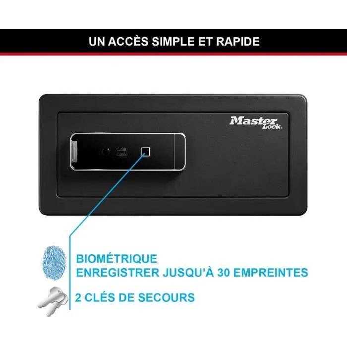 Master Lock LX110BEURHRO Caja Fuerte Biométrica para Proteger Objetos de Valor, Negro, 19,5 x 43 x 37 cm 2