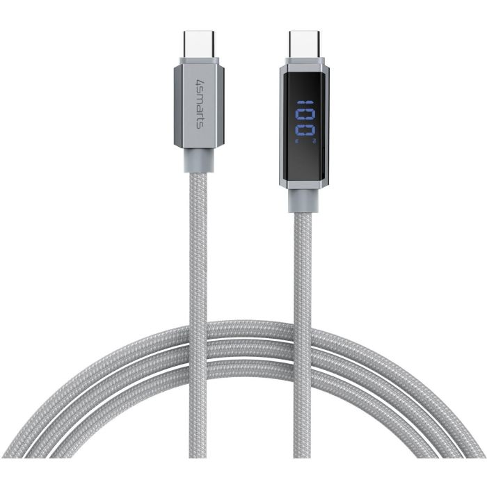 4smarts Cable USB-C DigitCord 1.5m Gris Carga Rápida 100W