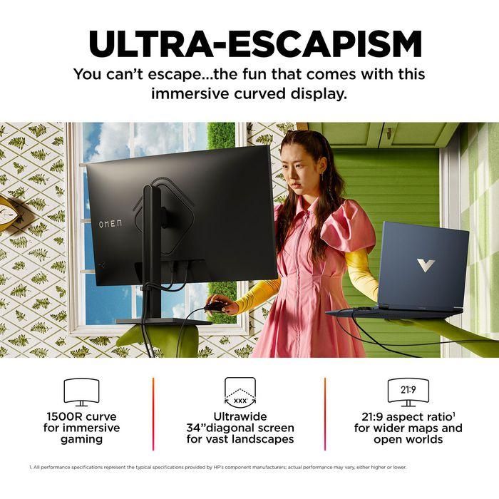 HP OMEN by HP 34 inch WQHD 165Hz Curved Gaming Monitor - OMEN 34c 9 HP OMEN by HP 34 inch WQHD 165Hz Curved Gaming Monitor - OMEN 34c 9