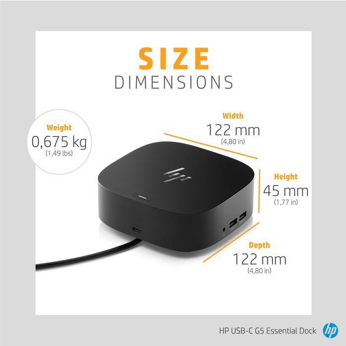 HP G5 USB-C Essential Dock - Estación de Acoplamiento Compacta para Portátiles - Soporte Triple Pantalla, Ethernet, Carga 17 HP G5 USB-C Essential Dock - Estación de Acoplamiento Compacta para Portátiles - Soporte Triple Pantalla, Ethernet, Carga 17