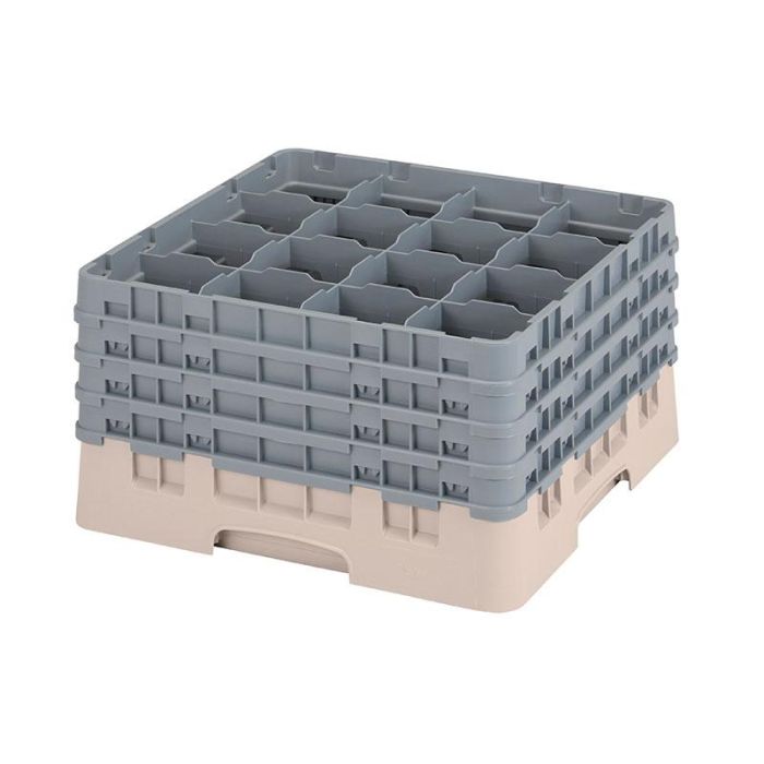 CAMBRO - 16S900-184 - Cesta de lavado 16 comp. 4 alturas - 10,9 cm Ø máx. - alt. máx. 24,1 cm - 50 x 50 x 26,7 cm - Beige