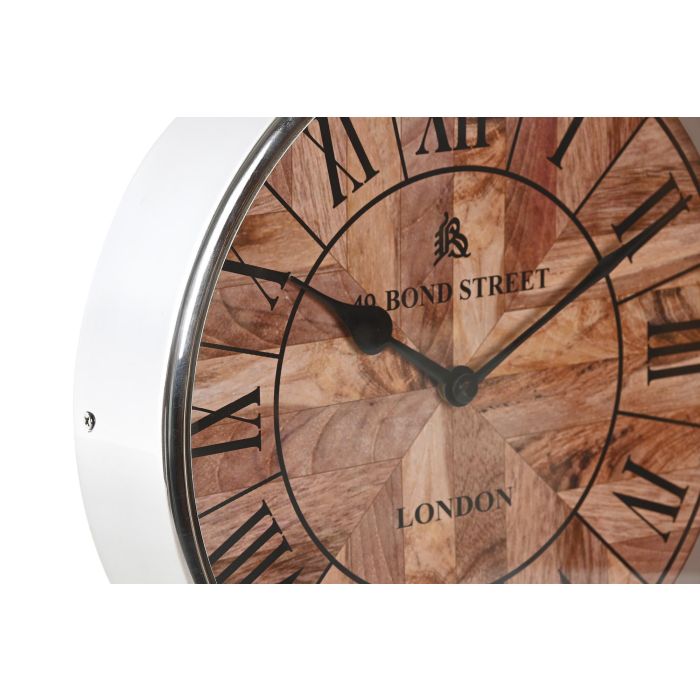DKD Home Decor Reloj de Sobremesa Tradicional Aluminio Plateado Natural 9.5x33x30 cm, 1 pila AA 1