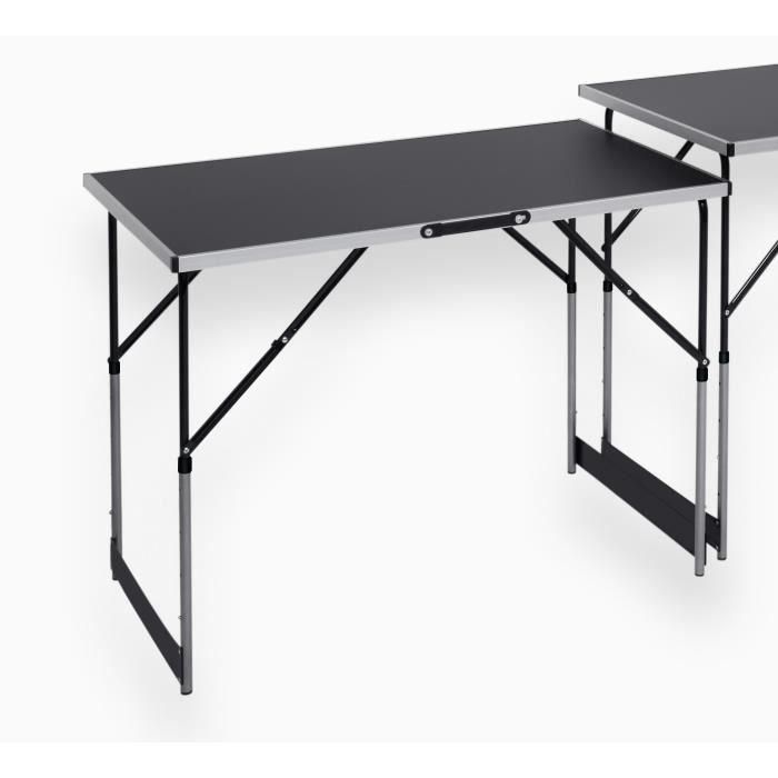 Meister Lote de 3 Mesas Multifunción 1000x600mm Altura Ajustable 730-940mm Superficie Aluminio Capacidad 30kg/mesa Conectables 1