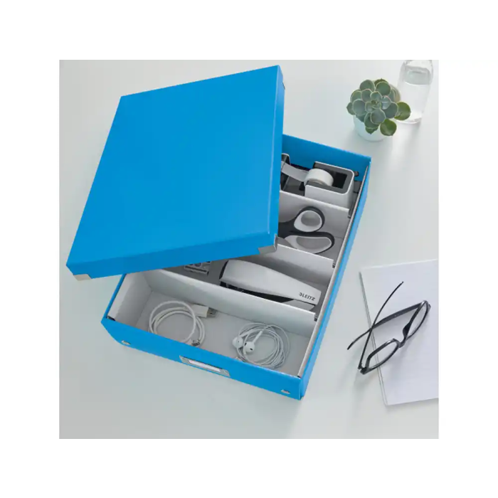 Caja Para Almacenamiento Leitz Click&Store Organizadora 85% Carton Reciclado Mediana 280X100X370 Mm Azul 1