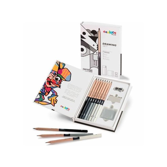 Carioca Set De Dibujo Plus Drawing Con 8 Lápices De Grafito 4H A 6B + Accesorios