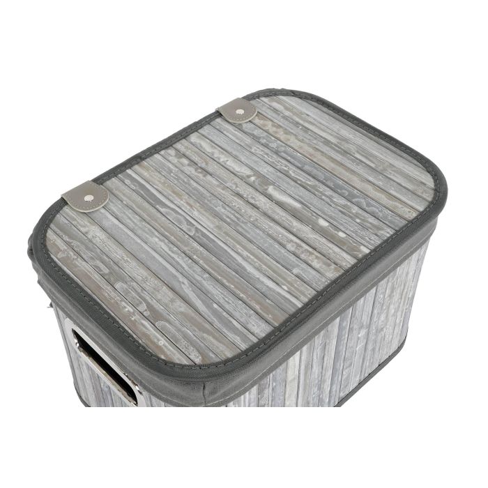 Juego de Cestas DKD Home Decor Blanco Gris Bambú Madera MDF 51 x 35 x 33 cm 1