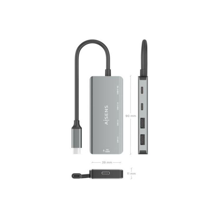 Hub USB Aisens A109-0946 Gris 100 W 2