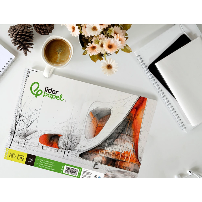 Liderpapel Bloc Dibujo Lineal Vanguardia Espiral 230x325mm 20 Hojas 130g/m2 Perforado 5