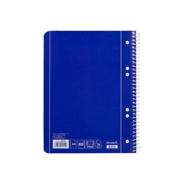 Cuaderno Espiral Liderpapel A5 Micro Serie Azul Tapa Blanda 80H 75 gr Horizontal 6 Taladros Azul 8