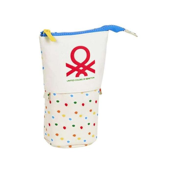 Estuche Escolar con Accesorios Benetton Topitos Blanco (8 x 19 x 6 cm) (32 Piezas)