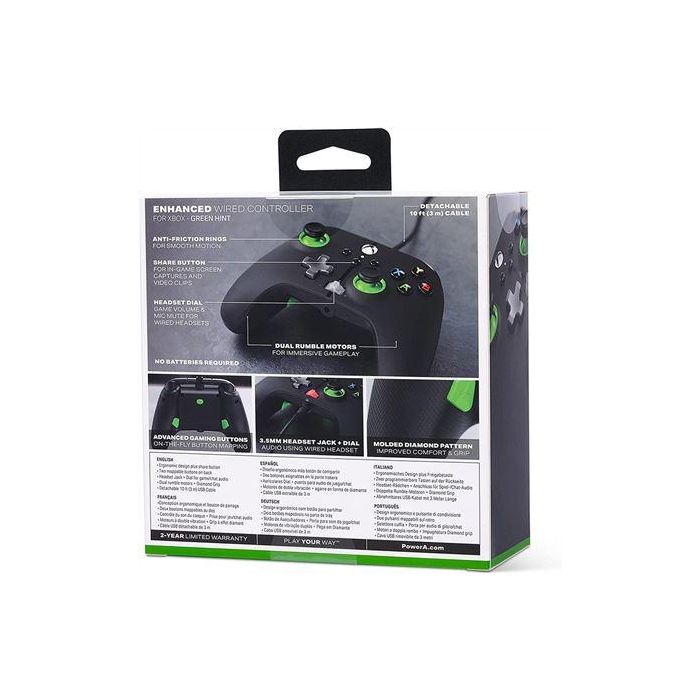 Power A Mando con Cable 1518818-02 para Xbox Series X/S Green Hint 10