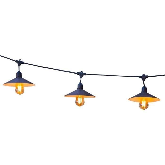 Guirnalda de luz solar para exterior - LUMISKY - VINTY LIGHT SOLAR - 6 m - 10 bombillas de filamento - LED blanco cálido Guirnalda de luz solar para exterior - LUMISKY - VINTY LIGHT SOLAR - 6 m - 10 bombillas de filamento - LED blanco cálido