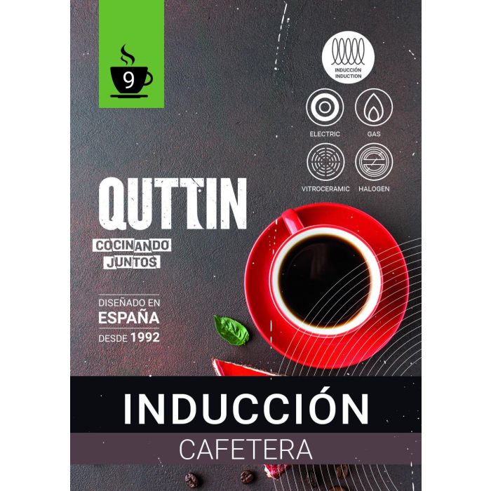 Quttin Cafetera Roja para 9 Tazas, de Acero Inoxidable y Aluminio, Compatible con Inducción (6 Unidades) 5