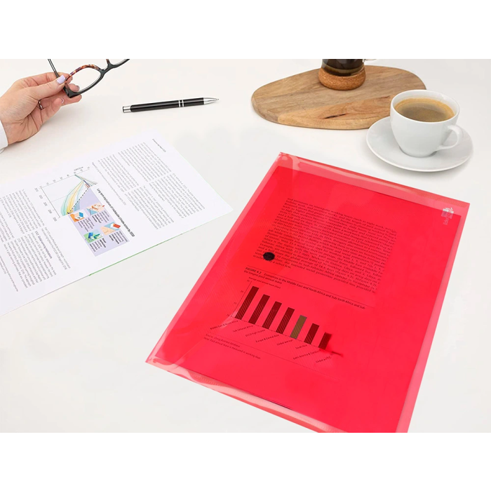 Liderpapel 34040 Carpeta Dossier con Broche, Polipropileno, Rojo Transparente, DIN A4, Capacidad 50 Hojas 5