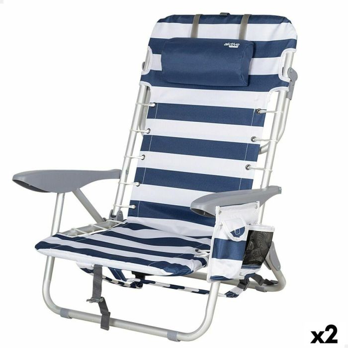 Silla de Playa Aktive Azul Blanco 50 x 76 x 45 cm (2 Unidades) Silla de Playa Aktive Azul Blanco 50 x 76 x 45 cm (2 Unidades)