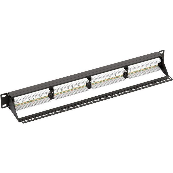 MicroConnect PP-004 Panel de Parcheo UTP Cat.6 de 19 pulgadas, 24 Puertos, Doble IDC para Rack 1