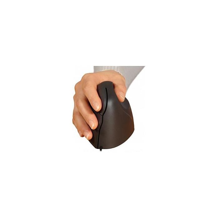 Evoluent Standard Ratón Ergonómico Vertical para Diestros, 3 Botones, Óptico 1500 DPI, Conectividad USB Tipo A, Color Negro, Gris, Plata