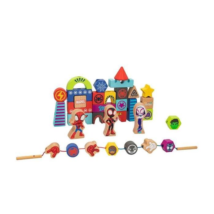 Juego de construccion de madera spidey amazing friends & friends con 50 piezas Juego de construccion de madera spidey amazing friends & friends con 50 piezas