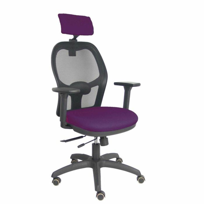 PIQUERAS Y CRESPO Silla Jorquera traslack malla negra asiento bali morado brazos 3D cabecero regulable PIQUERAS Y CRESPO Silla Jorquera traslack malla negra asiento bali morado brazos 3D cabecero regulable