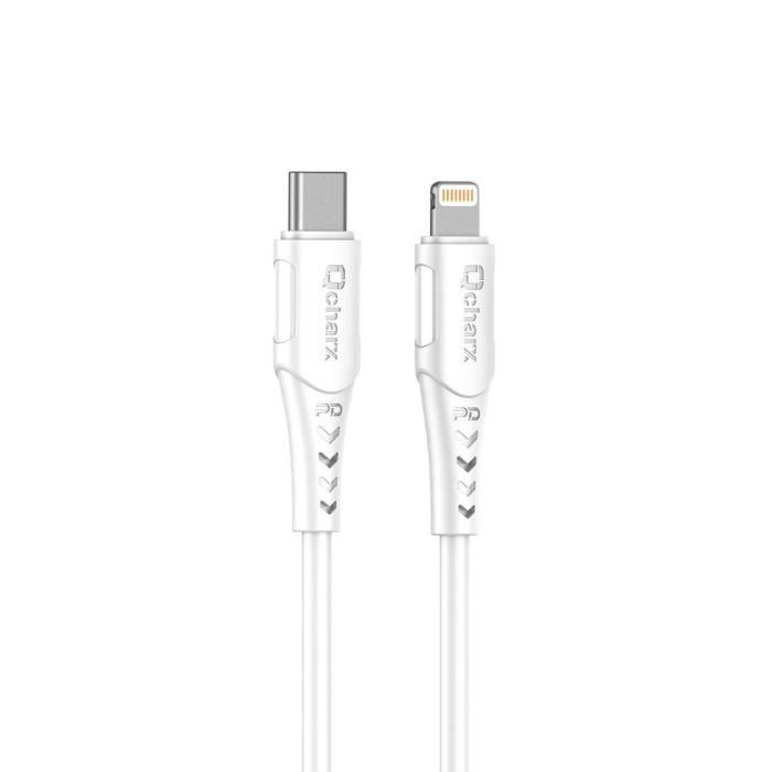 Qcharx international Cable Tipo C a Lightning Carga Rápida 20W PVC Blanco 1m