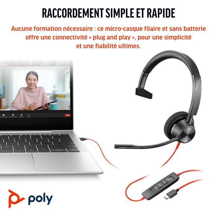 Poly Blackwire 3310 Microsoft Teams Certified Headset +USB-C/A Adapter TAA Poly Blackwire 3310 Microsoft Teams Certified Headset +USB-C/A Adapter TAA