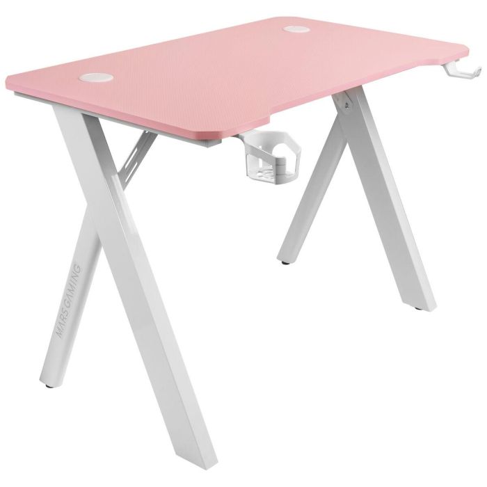 Mesa de Escritorio Mars Gaming MGD100RGBP Blanco Rosa Acero 100 x 60 cm 4