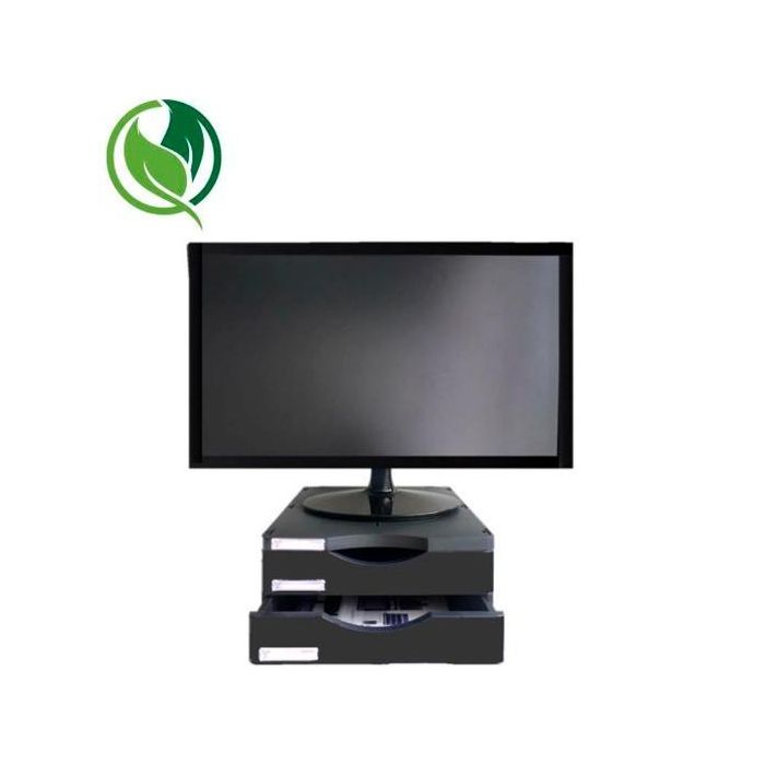 Archivo 2000 Soporte Monitor Ergosostenible con 2 Cajones Negro