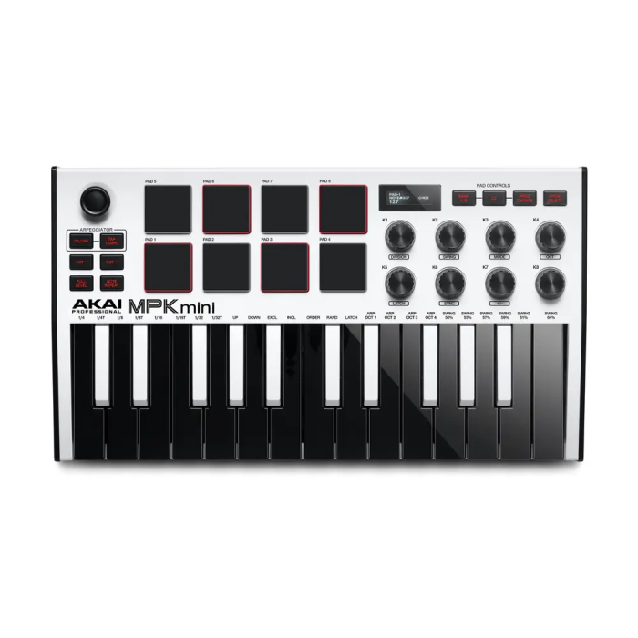 AKAIPRO Mpk Mini Mk3 Controlador MIDI con 25 Teclas Sensibles, Pads MPC, Arpegiador y Pantalla OLED 0