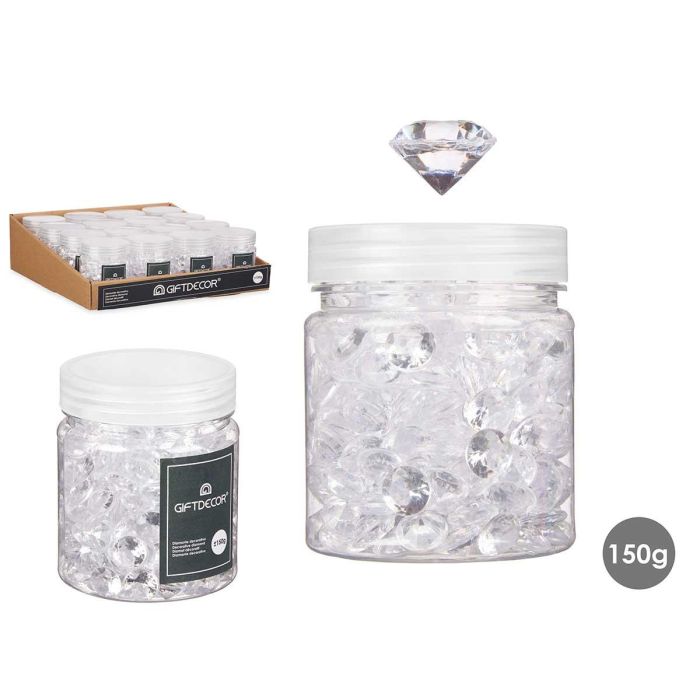 Bote 150Gr Diamante Med Transparente Giftdecor 6X8CM (32 Unidades) Bote 150Gr Diamante Med Transparente Giftdecor 6X8CM (32 Unidades)