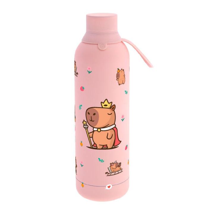 AUREA Botella Térmica Capibara 700ml Acero Inoxidable - Mantiene Frío 24h y Caliente 12h, Libre de BPA