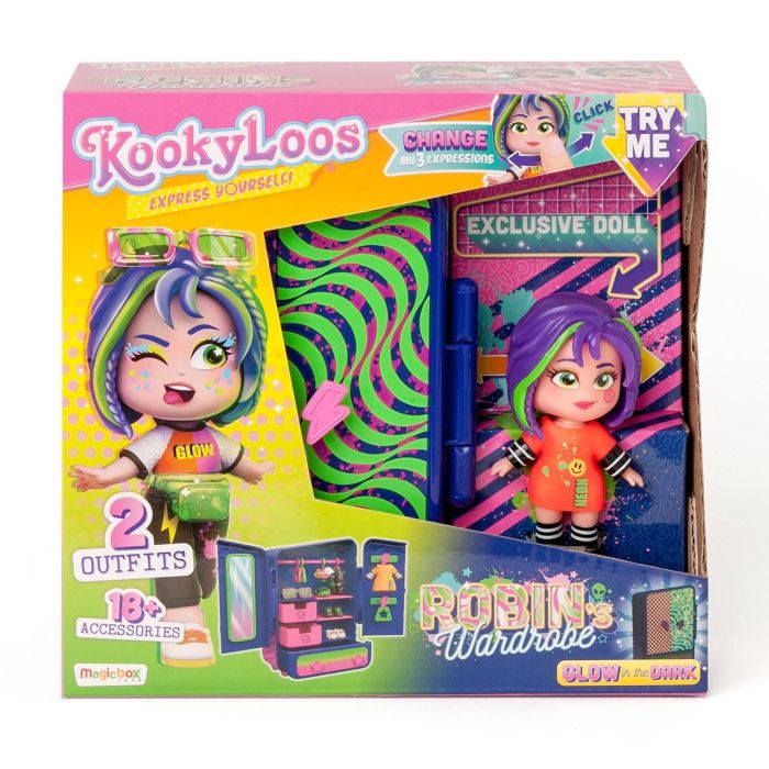 Kookyloos Muñeca Robin's Wardrobe PKLSP114IN50 Magic Box con Ropa y Accesorios que Brillan en la Oscuridad 3