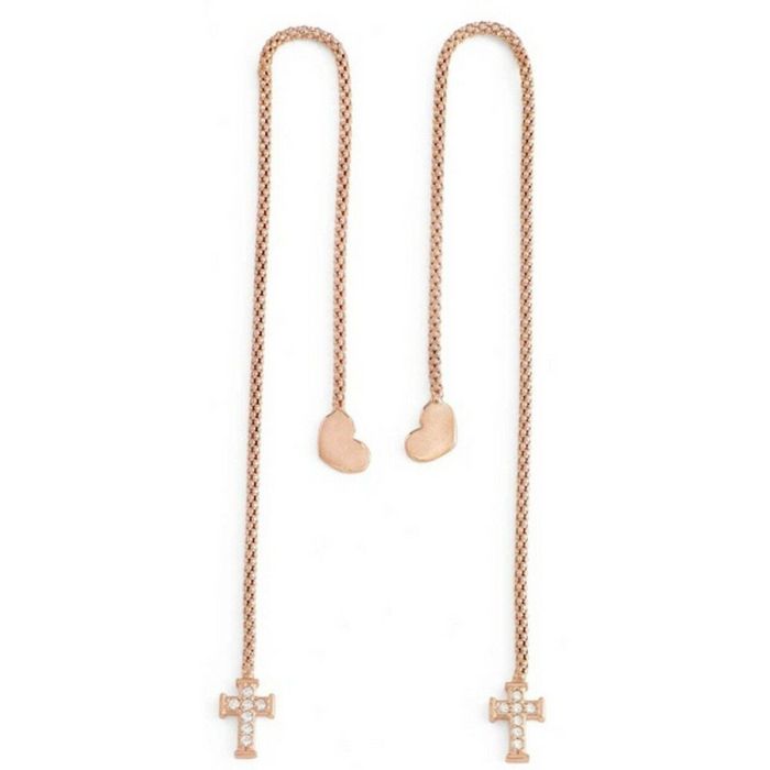 Pendientes Mujer Amen CUORE CROCE CRISTALLI ROSE GOLD Plata de ley 925