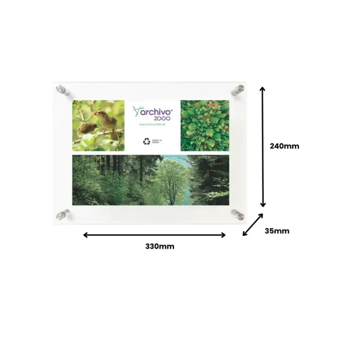Archivo 2000 Expositor Mural Metacrilato Ultratransparente Vertical Horizontal 35x240x330 mm 3