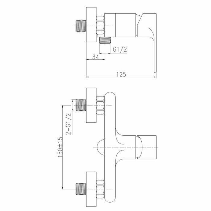 Edouard Rousseau Nordé Mezclador de Ducha Estilo Moderno Cuerpo de Latón Cartucho Cerámica Mecanismo Ø 35 mm Distancia Centros 150 mm 1 Edouard Rousseau Nordé Mezclador de Ducha Estilo Moderno Cuerpo de Latón Cartucho Cerámica Mecanismo Ø 35 mm Distancia Centros 150 mm 1