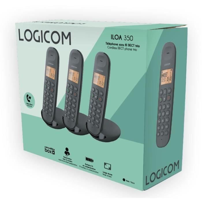 Teléfono fijo inalámbrico - LOGICOM - DECT ILOA 350 TRIO - Negro - Sin contestador automático 4 Teléfono fijo inalámbrico - LOGICOM - DECT ILOA 350 TRIO - Negro - Sin contestador automático 4