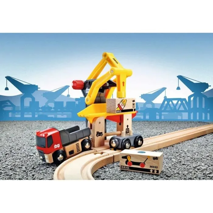 BRIO World 33280 Grúa de carga con camión y rampa, juego de construcción para niños y niñas a partir de 3 años 4