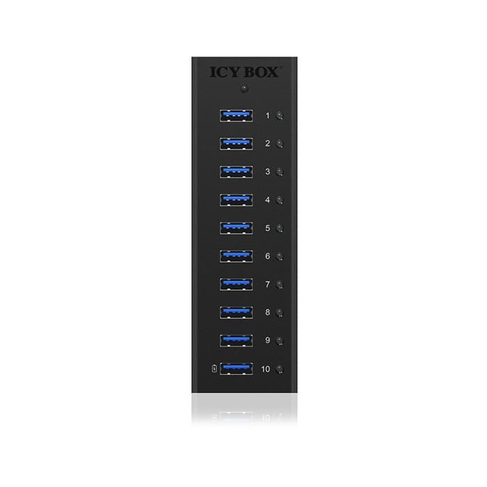 HUB 10 Port. Ladeport Aluminium-mit Netzteil ICY BOX 4