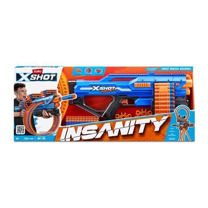 Blaster giratorio - ZURU - XSHOT Insanity Mad Mega Barrel - Blaster con cañón de 72 dardos y alcance de 27 metros Blaster giratorio - ZURU - XSHOT Insanity Mad Mega Barrel - Blaster con cañón de 72 dardos y alcance de 27 metros
