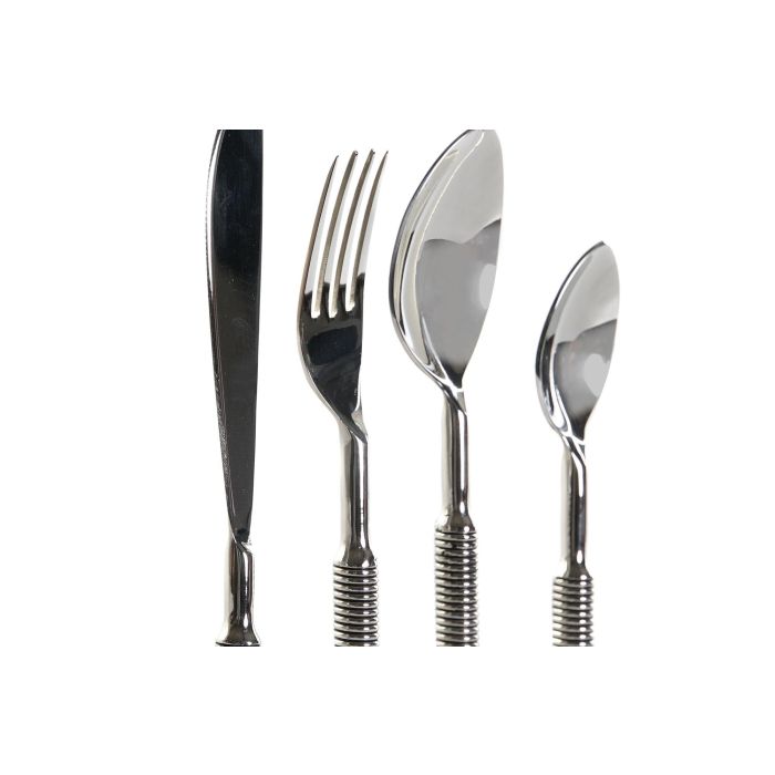 DKD Home Decor Cubertería Plateado Inox Set 16 Piezas 2 x 21.5 x 4.5 cm Apto Lavavajillas 1