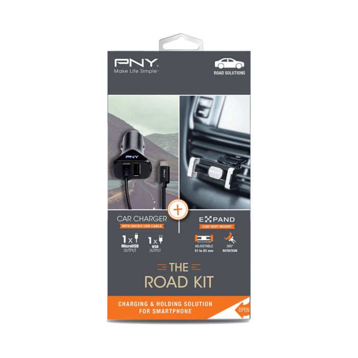 Set de Cargadores PNY ROAD KIT Negro 3 Set de Cargadores PNY ROAD KIT Negro 3