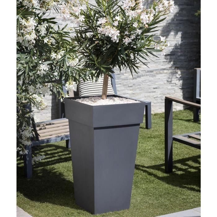 EDA Maceta Cuadrada Polipropileno Tuscany XXL Gris Antracita 43.3x43.3x80 cm 98L Resistente a Heladas y UV Uso Interior/Exterior 4 EDA Maceta Cuadrada Polipropileno Tuscany XXL Gris Antracita 43.3x43.3x80 cm 98L Resistente a Heladas y UV Uso Interior/Exterior 4