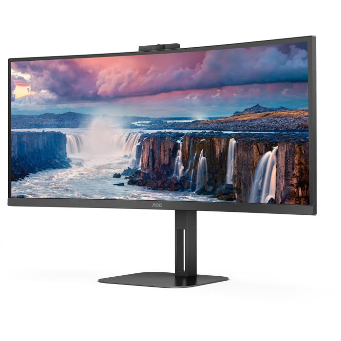 AOC CU34V5CW/BK Monitor Curvo 34" Ultrapanorámico WQHD 100Hz con Webcam Windows Hello, USB-C 65W, VA 4