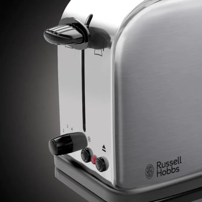 Russell Hobbs 21396-56 Tostador Ranura Alargada Oxford con Regulador de Tueste, Extraelevación y Función para Pan Congelado, Bandeja Recogemigas Extraíble 1