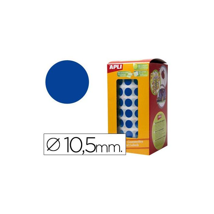 Apli Gomets Redondos 10,5 mm Rollo Azul -Rollo 5192 Unidades-